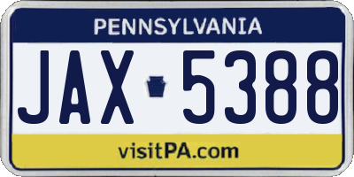 PA license plate JAX5388