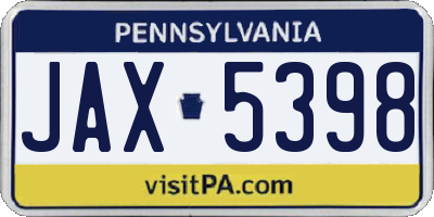 PA license plate JAX5398