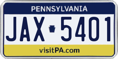 PA license plate JAX5401
