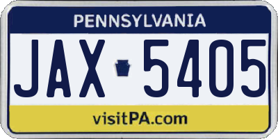 PA license plate JAX5405
