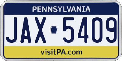 PA license plate JAX5409