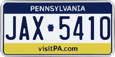 PA license plate JAX5410