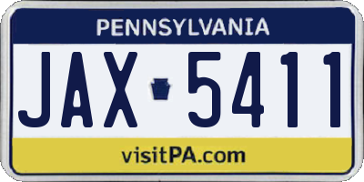 PA license plate JAX5411