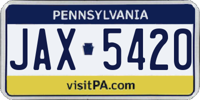 PA license plate JAX5420