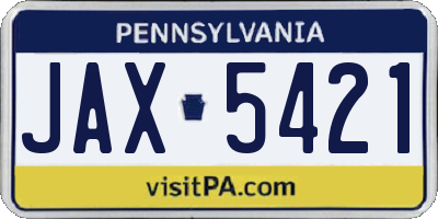PA license plate JAX5421