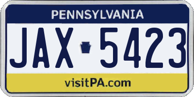 PA license plate JAX5423