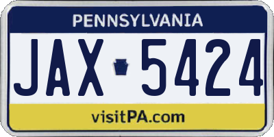 PA license plate JAX5424