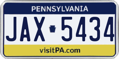 PA license plate JAX5434