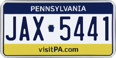 PA license plate JAX5441