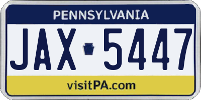 PA license plate JAX5447