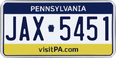 PA license plate JAX5451