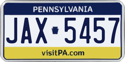PA license plate JAX5457