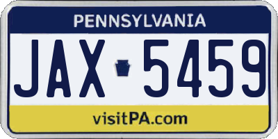 PA license plate JAX5459