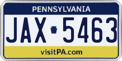 PA license plate JAX5463