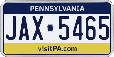 PA license plate JAX5465
