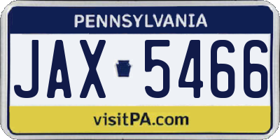PA license plate JAX5466