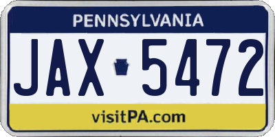 PA license plate JAX5472