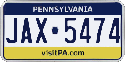 PA license plate JAX5474
