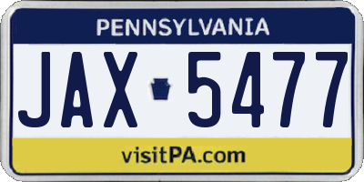 PA license plate JAX5477