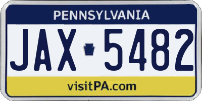PA license plate JAX5482
