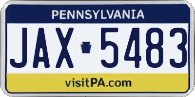 PA license plate JAX5483