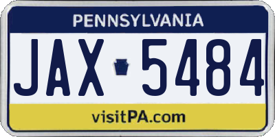 PA license plate JAX5484