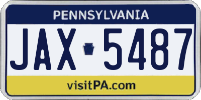 PA license plate JAX5487