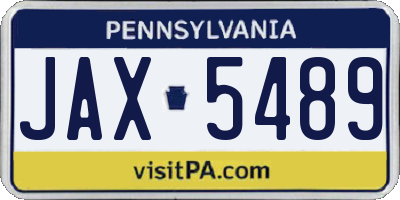 PA license plate JAX5489
