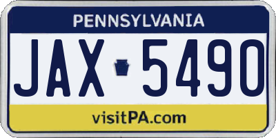PA license plate JAX5490