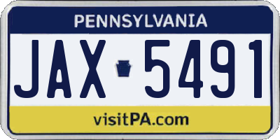 PA license plate JAX5491