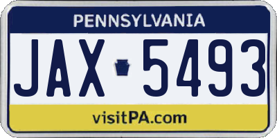 PA license plate JAX5493