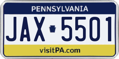 PA license plate JAX5501