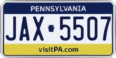 PA license plate JAX5507