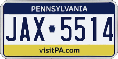 PA license plate JAX5514