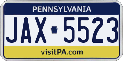 PA license plate JAX5523