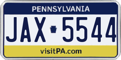 PA license plate JAX5544