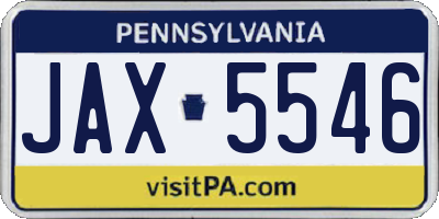 PA license plate JAX5546