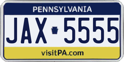 PA license plate JAX5555