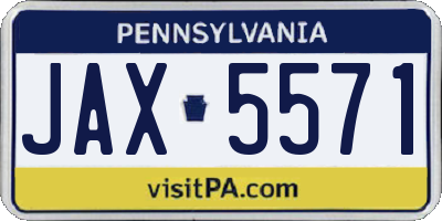 PA license plate JAX5571