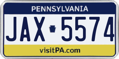 PA license plate JAX5574