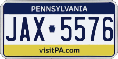 PA license plate JAX5576