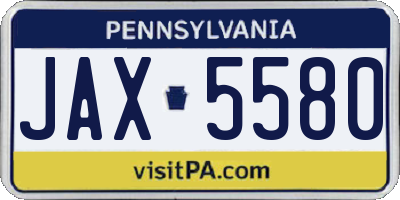 PA license plate JAX5580