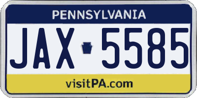 PA license plate JAX5585