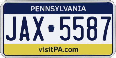 PA license plate JAX5587
