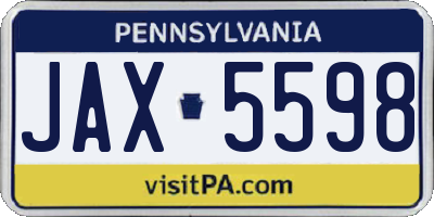 PA license plate JAX5598