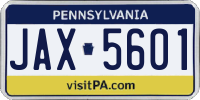 PA license plate JAX5601