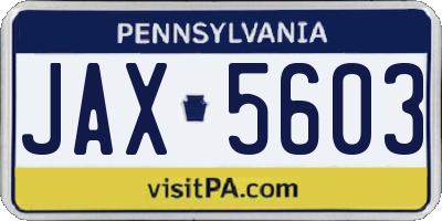 PA license plate JAX5603