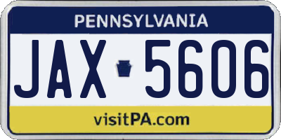 PA license plate JAX5606