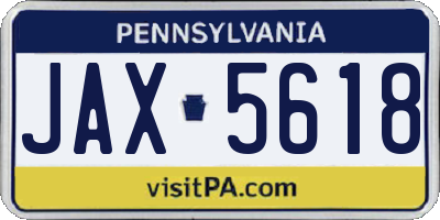 PA license plate JAX5618