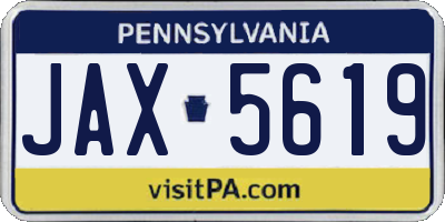 PA license plate JAX5619